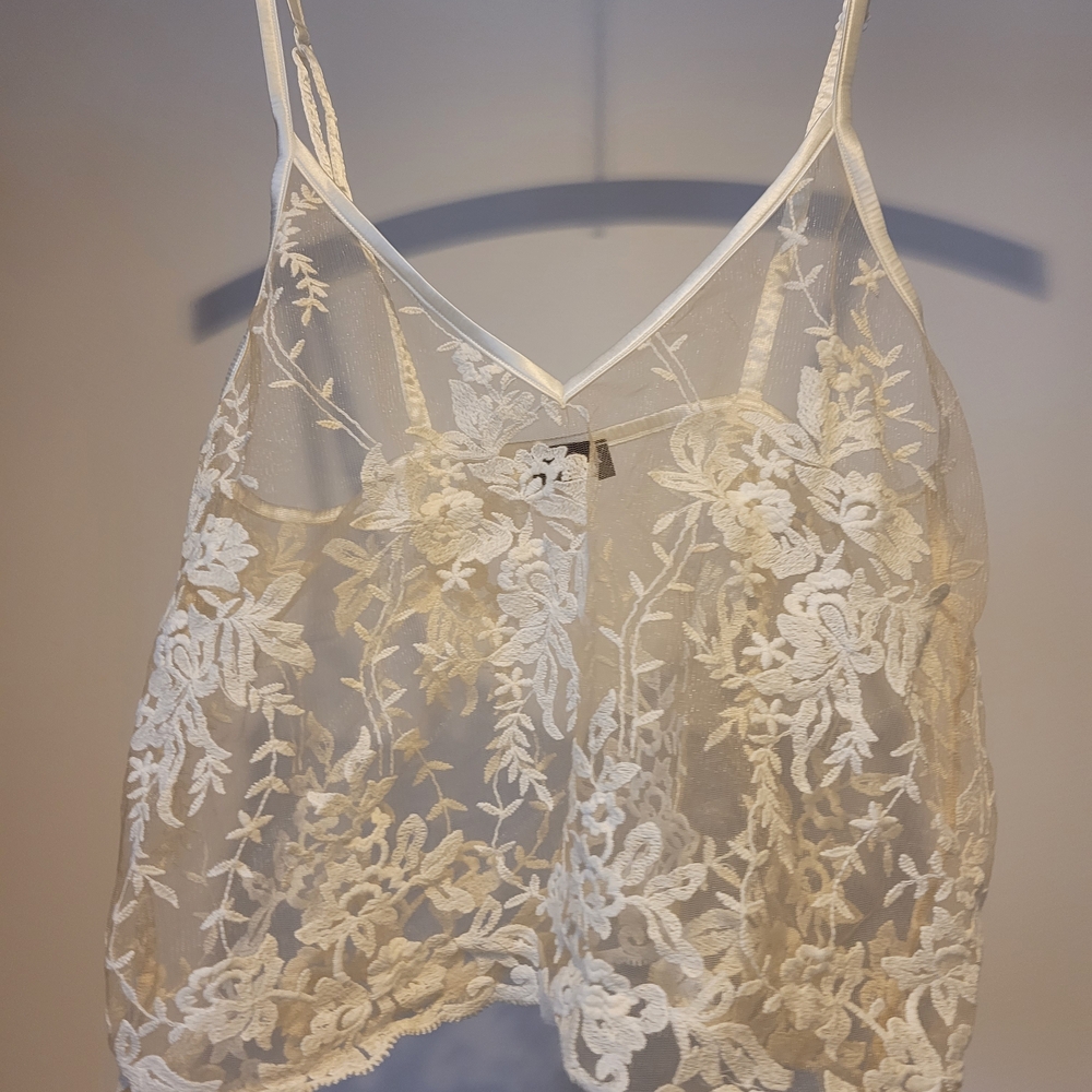 Cosabella Italy Sheer Embroidered Camisole Ivory XS/S Chic Layering Top